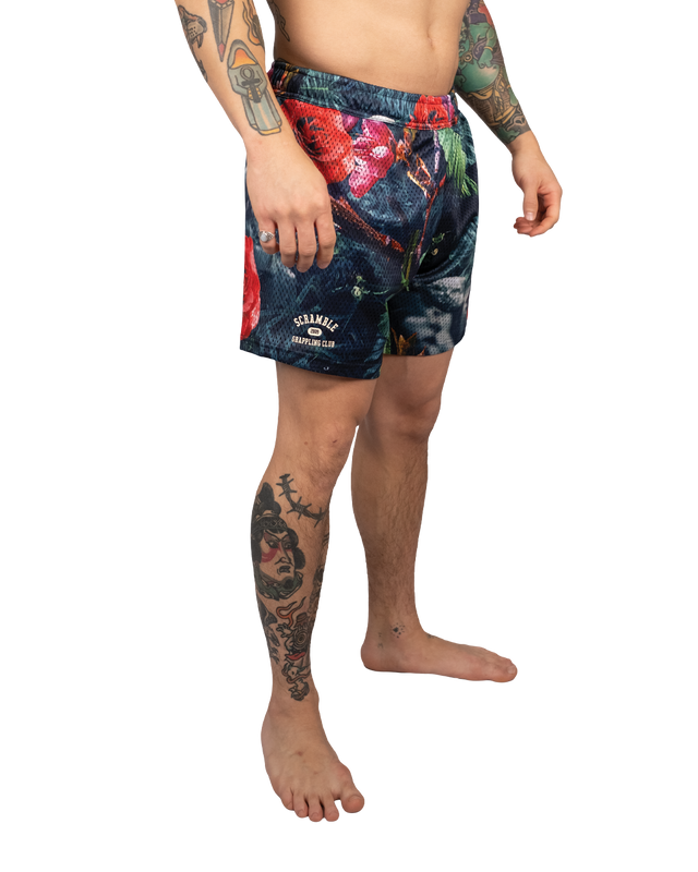 Scramble Mesh Hybrid Grappling Shorts Ohana Camo in Ohana floral camo, view 2 of 6