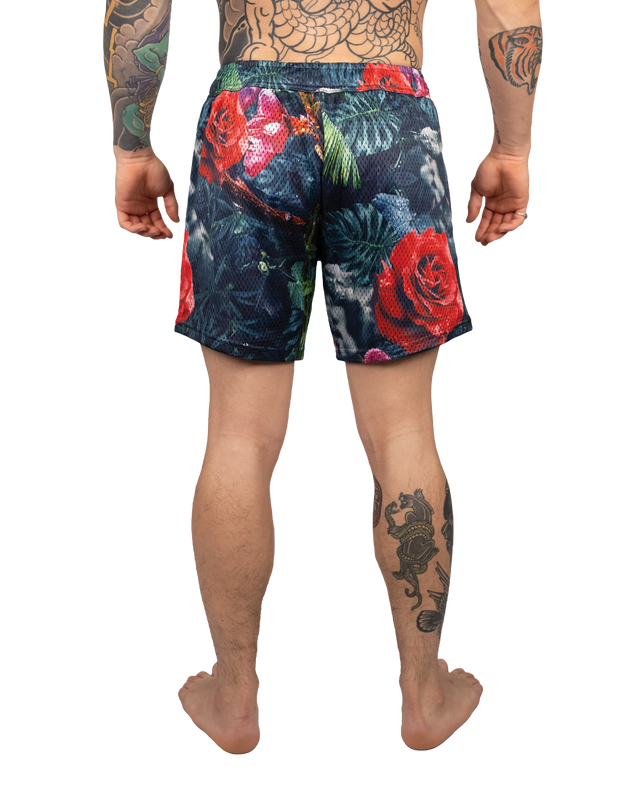Scramble Mesh Hybrid Grappling Shorts Ohana Camo in Ohana floral camo, view 4 of 6