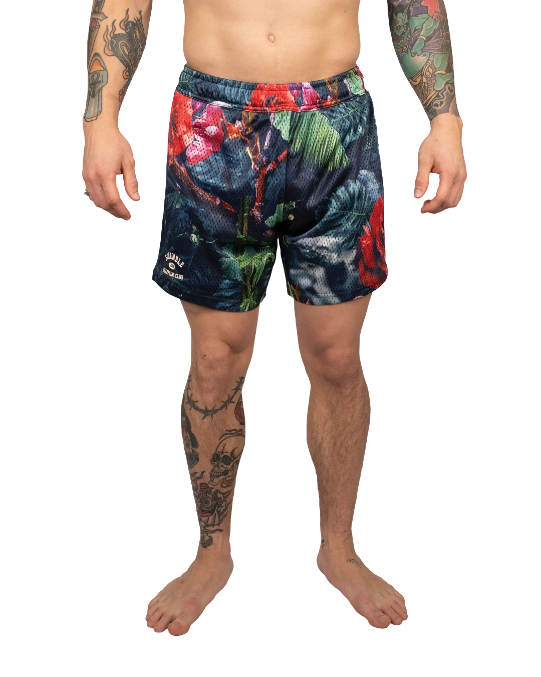 Scramble Mesh Hybrid Grappling Shorts Ohana Camo in Ohana floral camo, front view