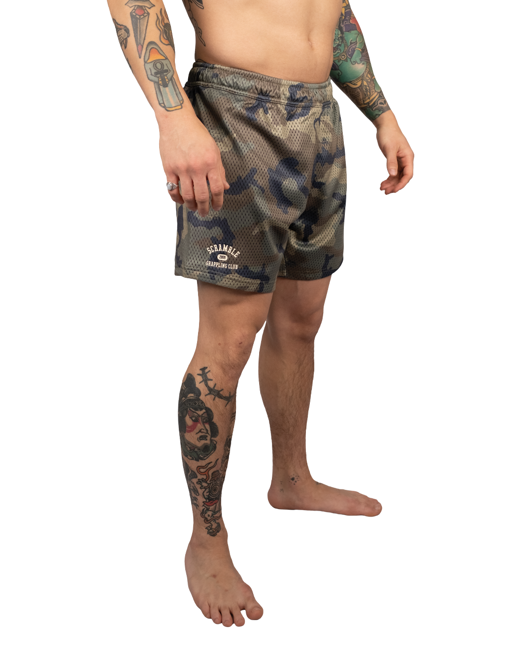 Scramble Mesh Hybrid Grappling Shorts Woodland Camo in Woodland camo, view 2 of 6