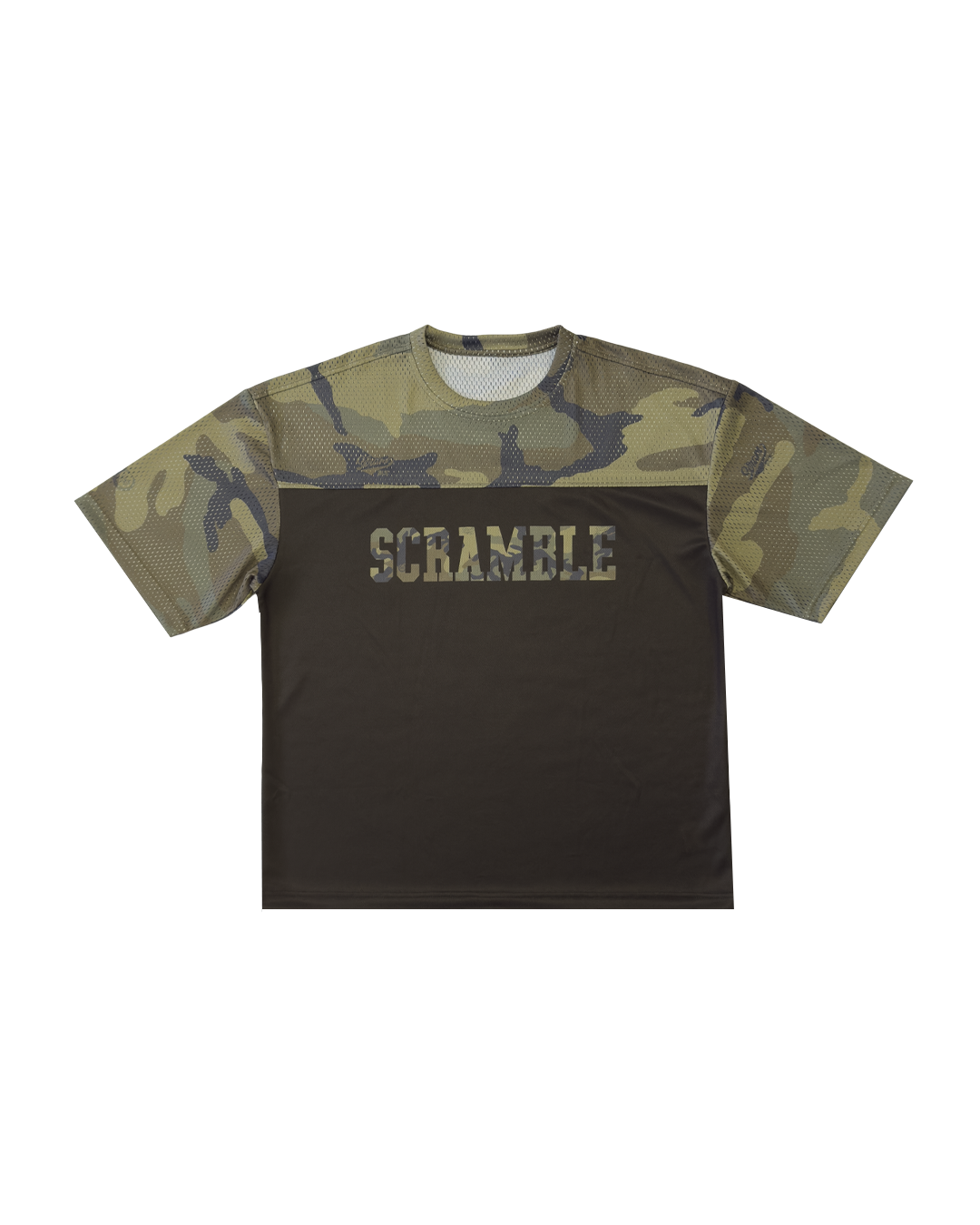 Scramble Mesh Hybrid Grappling Top Woodland Camo in Woodland camo, view 5 of 6