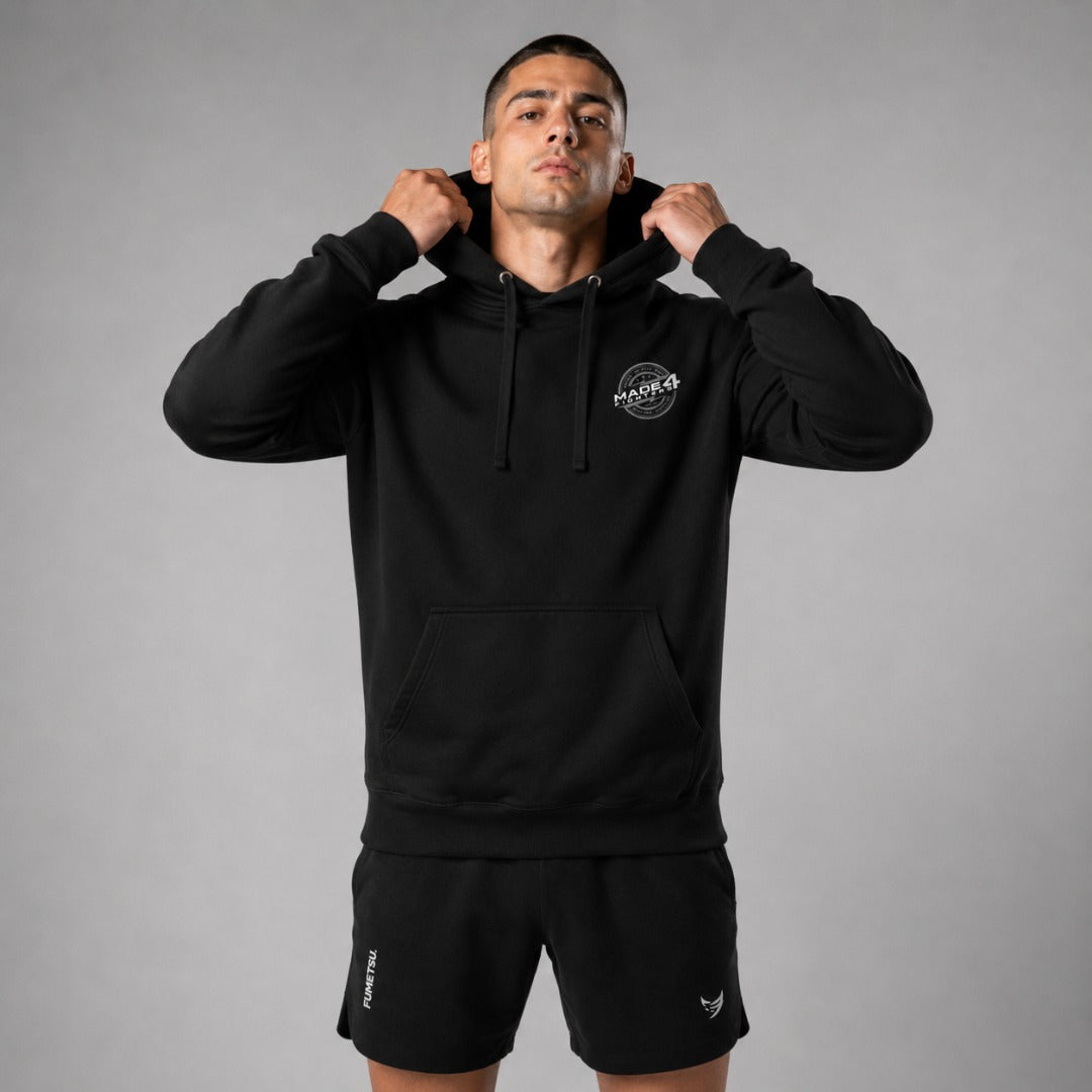 Made4fighters έμβλημα hoodie μαύρο/γκρι/λευκό