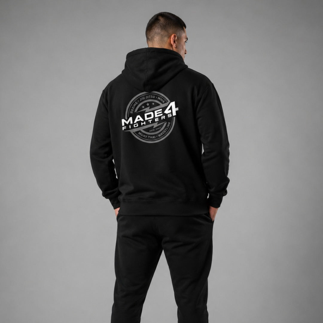 Made4fighters έμβλημα hoodie μαύρο/γκρι/λευκό