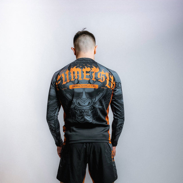 Fumetsu Oni Long Sleeve Rash Guard Black/Grey/Bronze