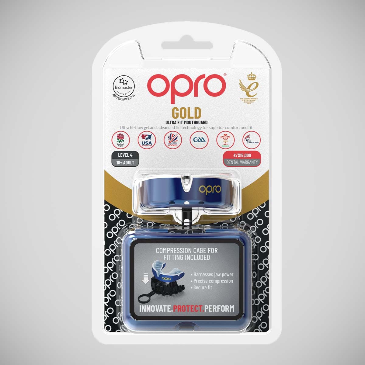 Opro Gold Self Fit Hourt Blue/Pearl