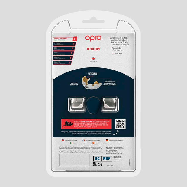 Opro Instant Custom-Fit Braces Mouth Guard White/Gold