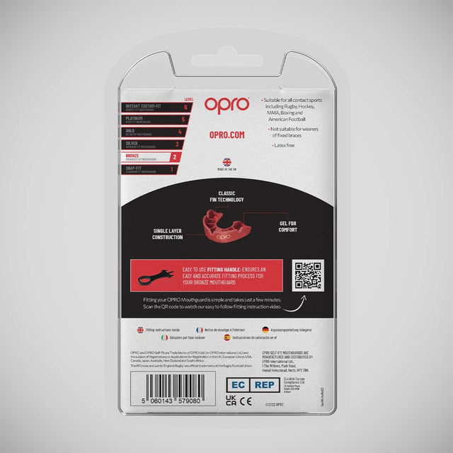 Opro Junior Bronze Self-Fit Mouth Guard Red