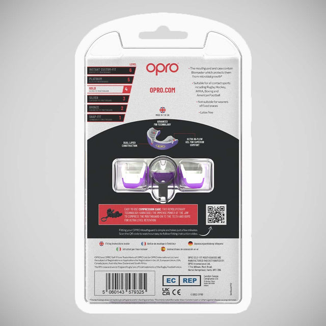 Opro Junior Gold Self-Fit Mouth Guard Purple/Pearl