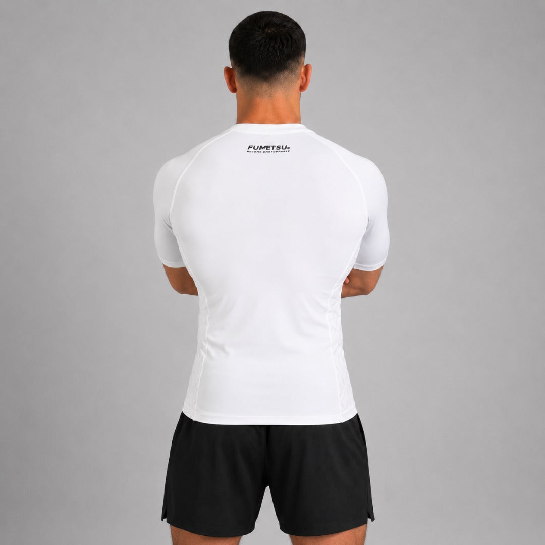 Fumetsu Origins Short Sleeve Rash Guard White