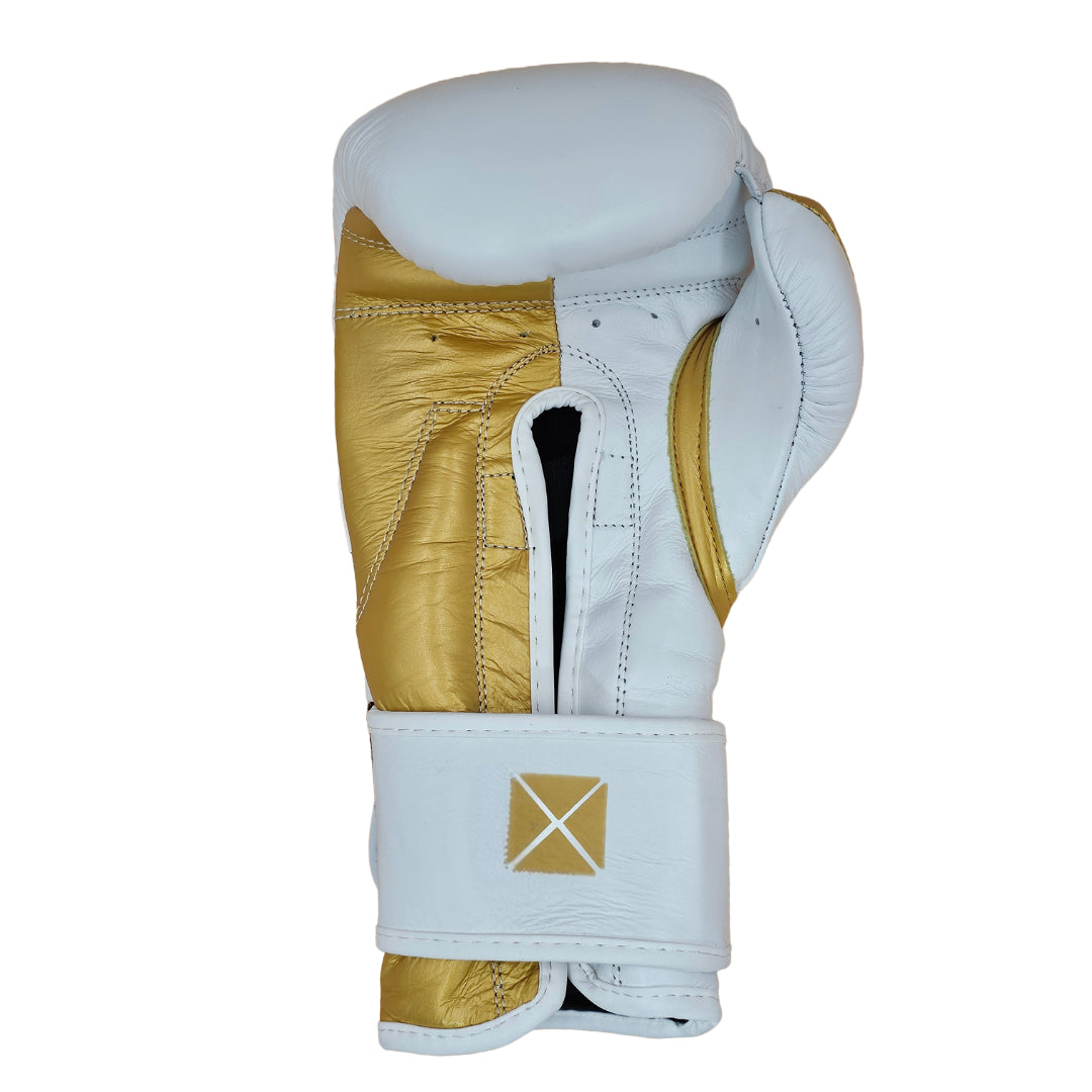Pro-Box Pro-Spar Leather Boxing Gloves White/Gold