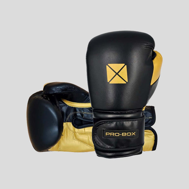Pro-Box Pro-Spar Leather Boxing Gloves Black/Gold (NEW)