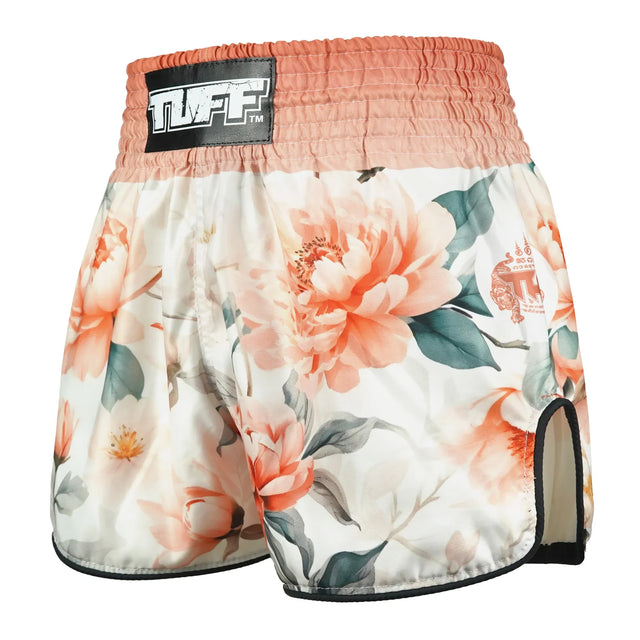 TUFF Sport RMS125 High-Cut Retro Tub-Tim Bloom Muay Thai Shorts Orange - back view
