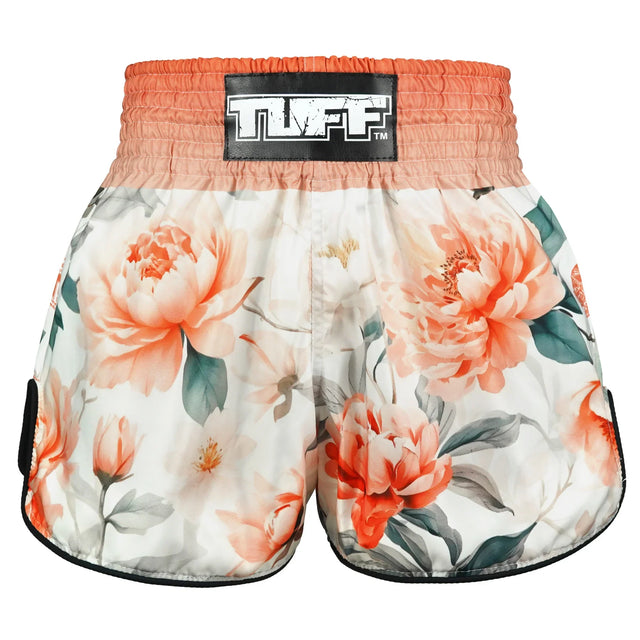 TUFF Sport RMS125 High-Cut Retro Tub-Tim Bloom Muay Thai Shorts Orange - front view