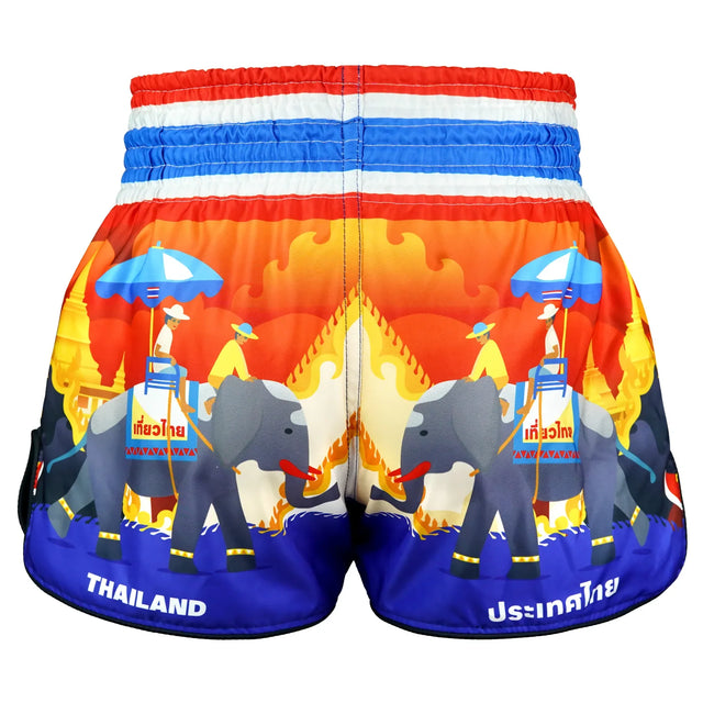 TUFF Sport RMS126 High-Cut Retro The Siam in Motion Muay Thai Shorts Red - side detail