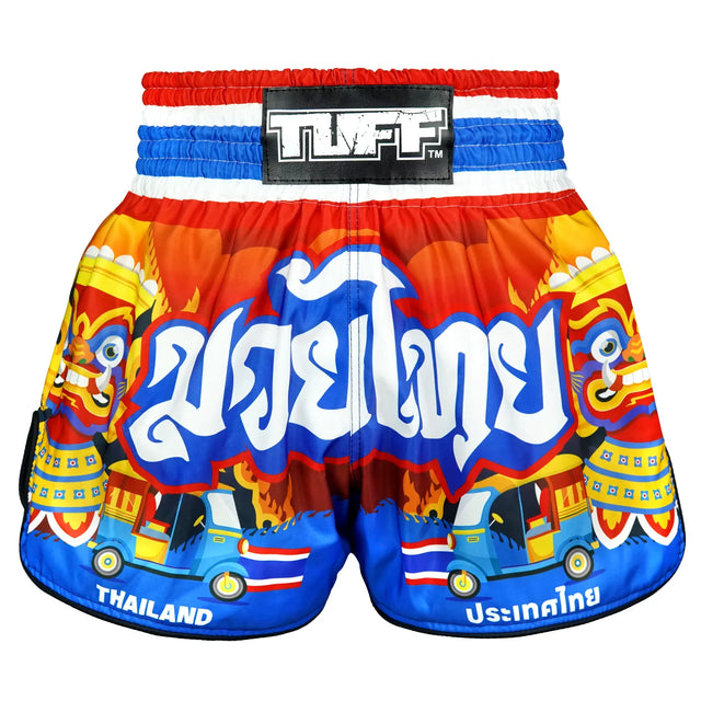 TUFF Sport RMS126 High-Cut Retro The Siam in Motion Muay Thai Shorts Red - front view