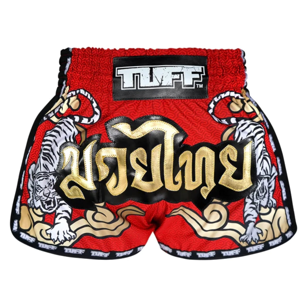 Tuff Sport MRS301 Retro -Stil Doppel Tiger Muay Thai Shorts rot