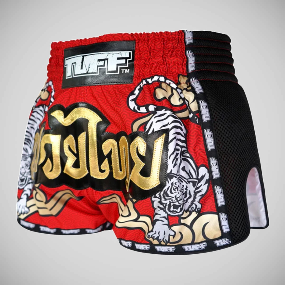 Tuff Sport MRS301 Retro -Stil Doppel Tiger Muay Thai Shorts rot