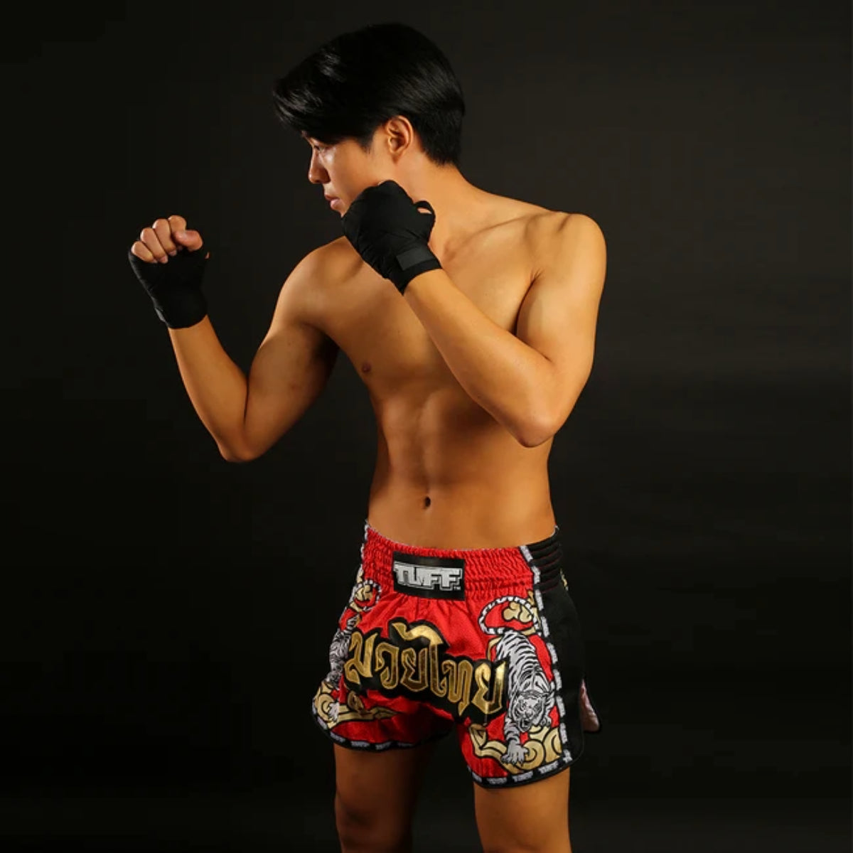 Tuff Sport MRS301 Retro -Stil Doppel Tiger Muay Thai Shorts rot