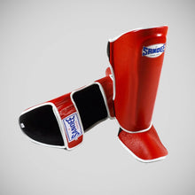 Red Sandee Authentic Leather Shin Guards