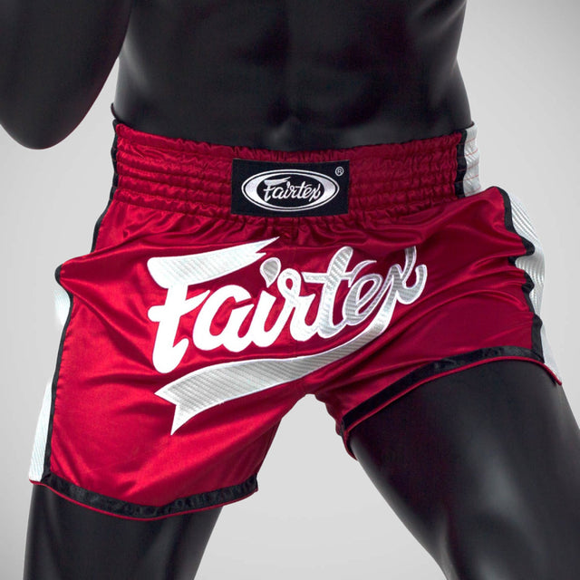Fairtex BS1704 Slim Cut Muay Thai Shorts Red/White