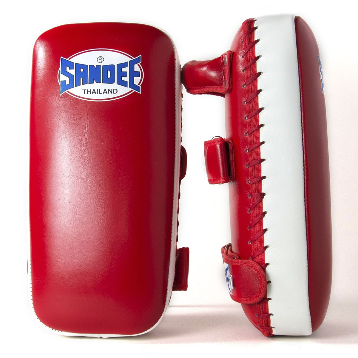 Sandee Extra Thick Flat Thai Kick Pads Red/White