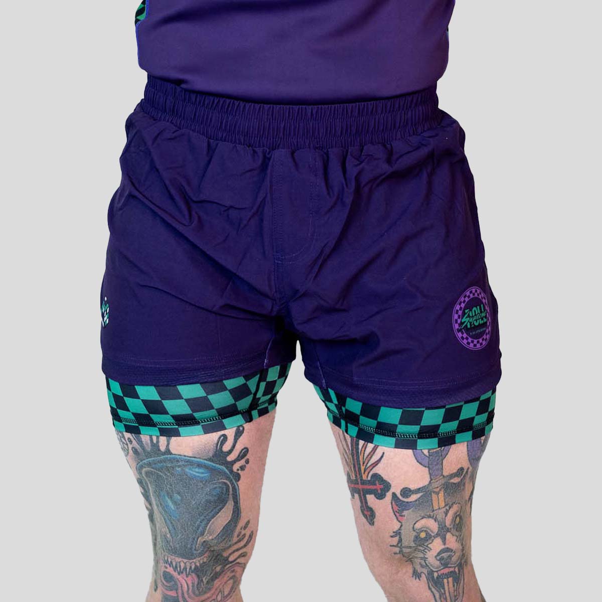 Roll Supreme The Finisher 2 in 1 Jiu Jitsu Shorts violet / vert