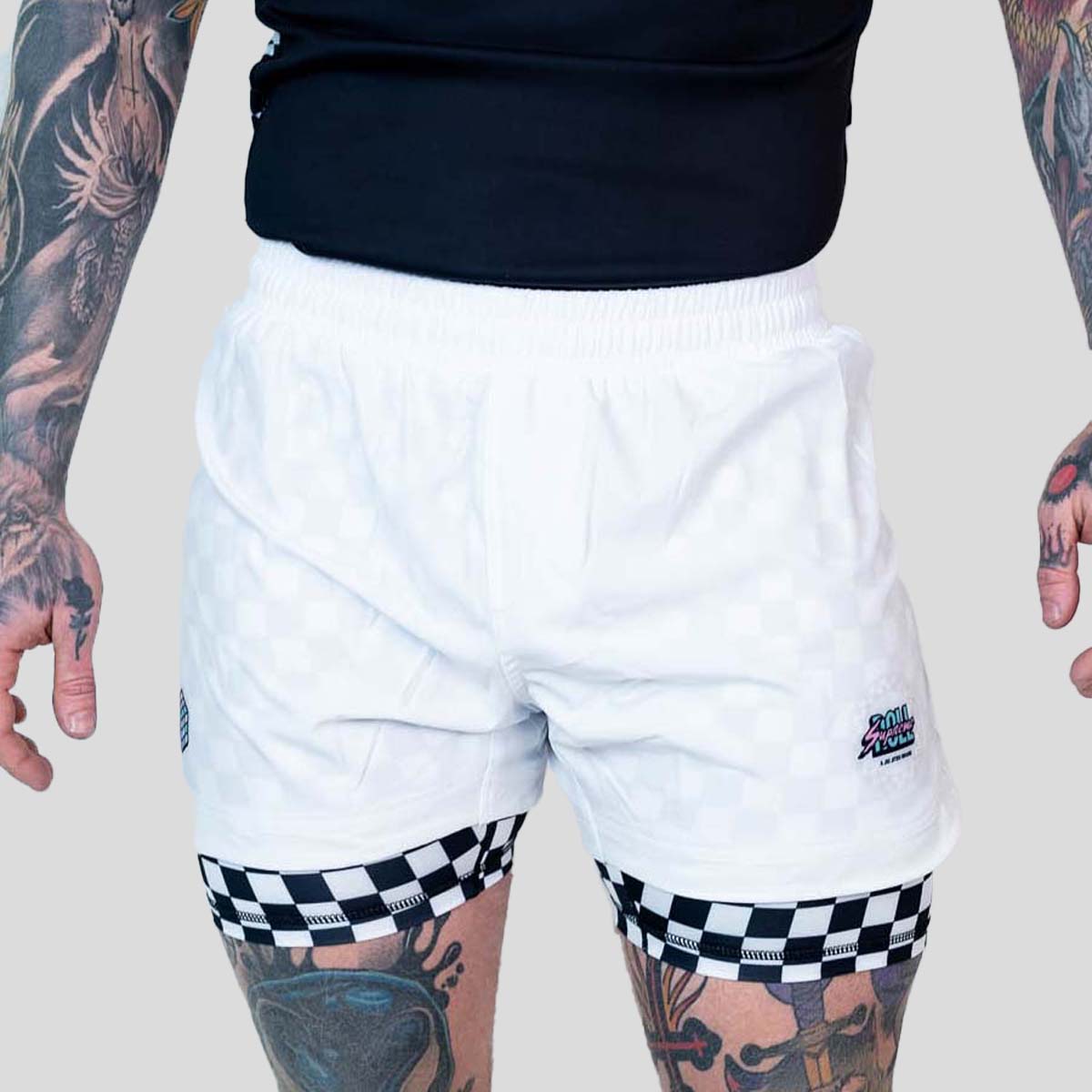 Roll Supreme The Finisher 2 in 1 Jiu Jitsu Shorts blanc / noir