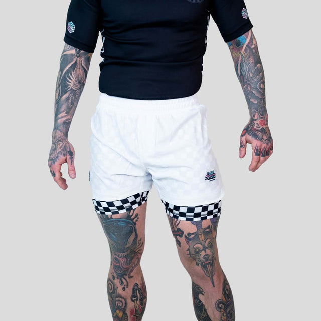 Roll Supreme The Finisher 2 in 1 Jiu Jitsu Shorts White/Black