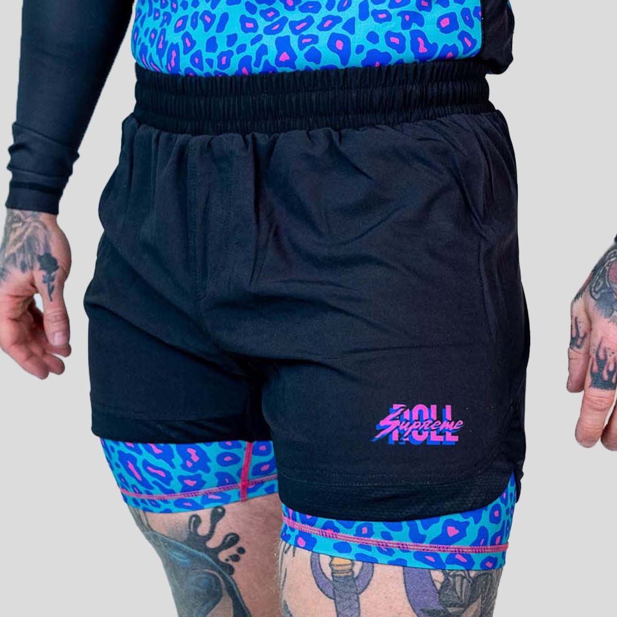 Roll Supreme The Butcher 2 in 1 Jiu Jitsu Shorts bleu / rose