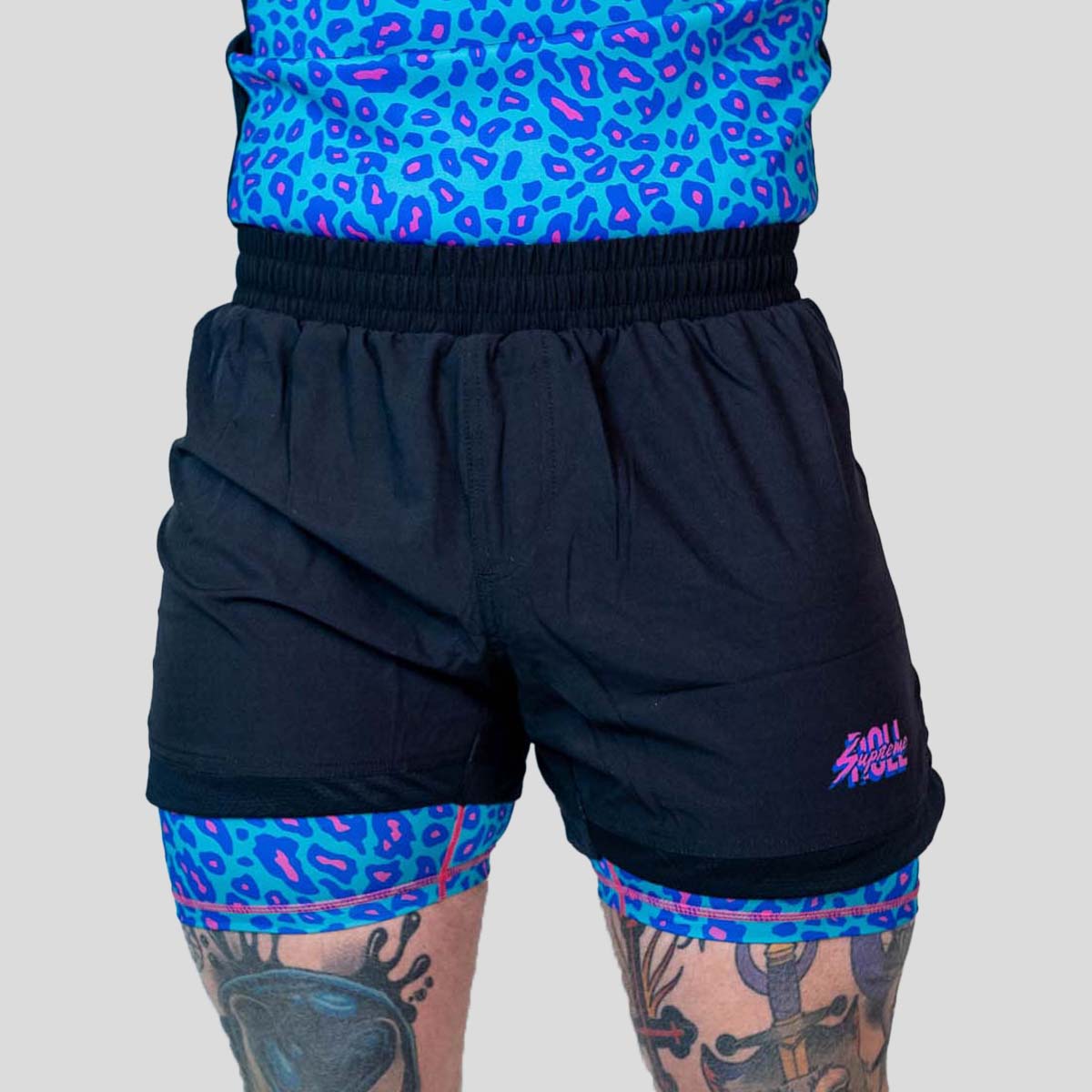 Roll Supreme The Butcher 2 in 1 Jiu Jitsu Shorts bleu / rose