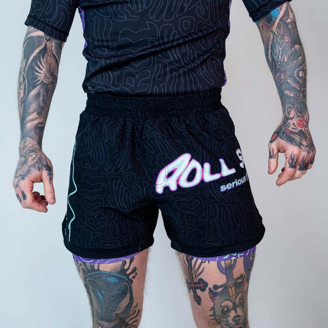 Roll Supreme The Rave Ultraviolet Brain Freeze 2 in 1 Jiu Jitsu Shorts