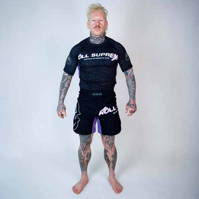 Roll Supreme The Rave Ultraviolet Brain Freeze 2 in 1 Jiu Jitsu Shorts