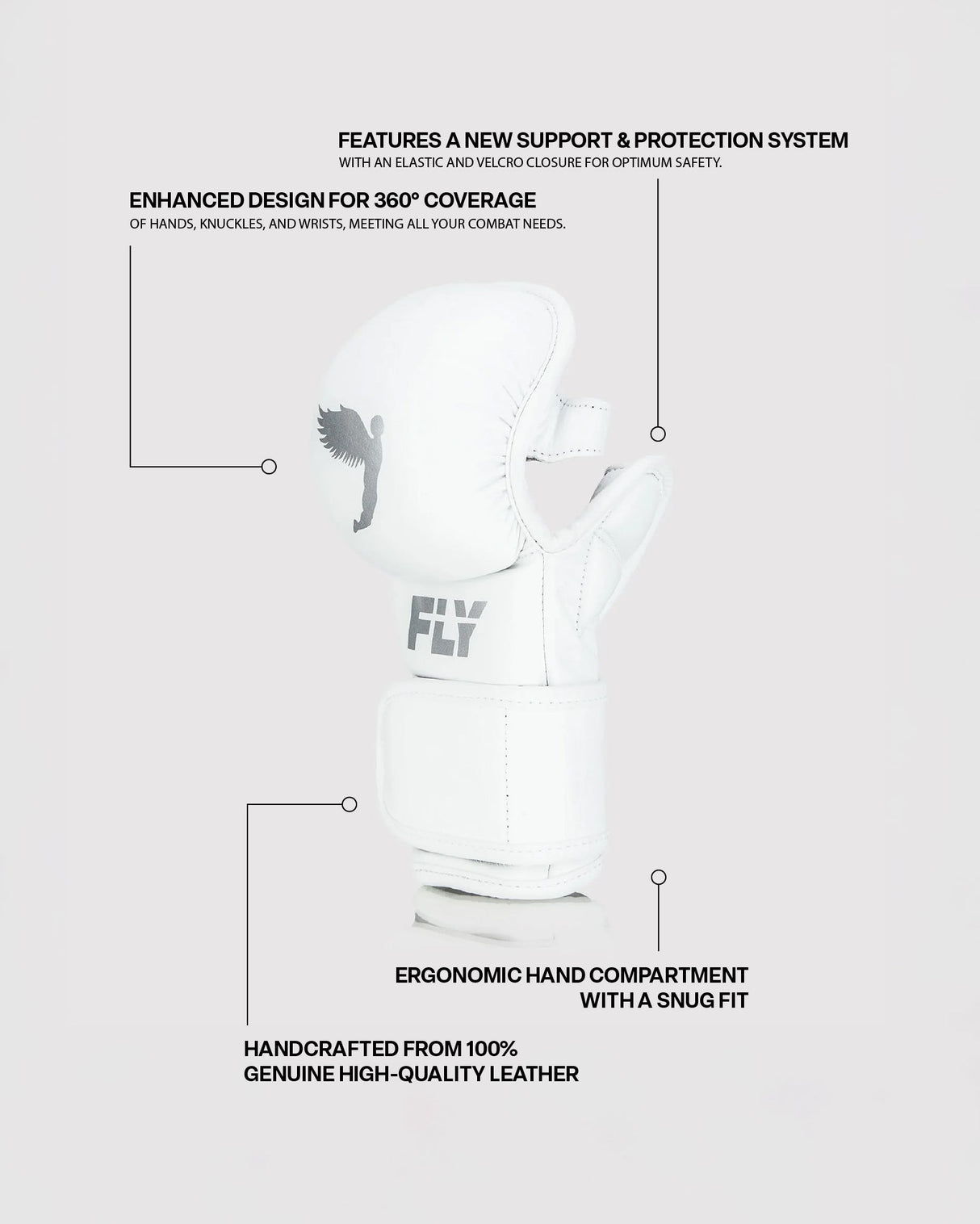 Fly Shadow M 2.0 MMA Gloves White