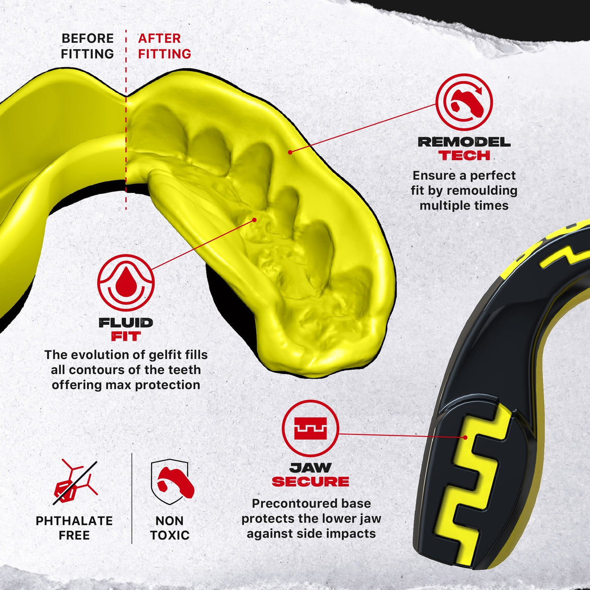 SAFEJAWZ Extro Series Boom Mouthguard Black/Yellow - view 3