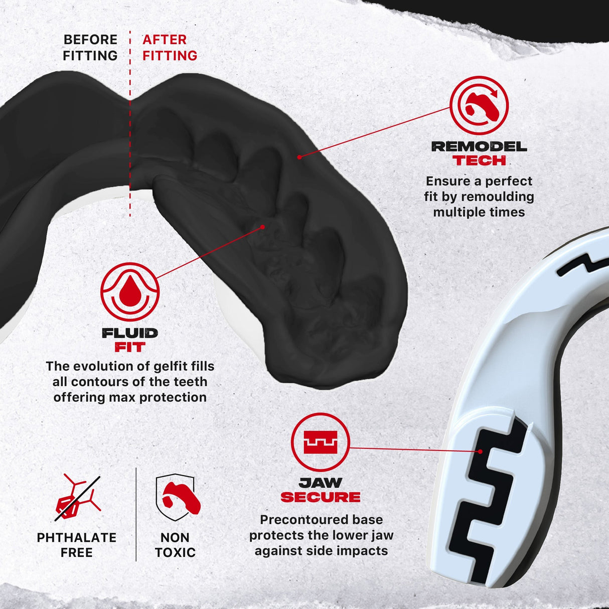 SAFEJAWZ Extro Series Skull Mouthguard Black/White - view 3