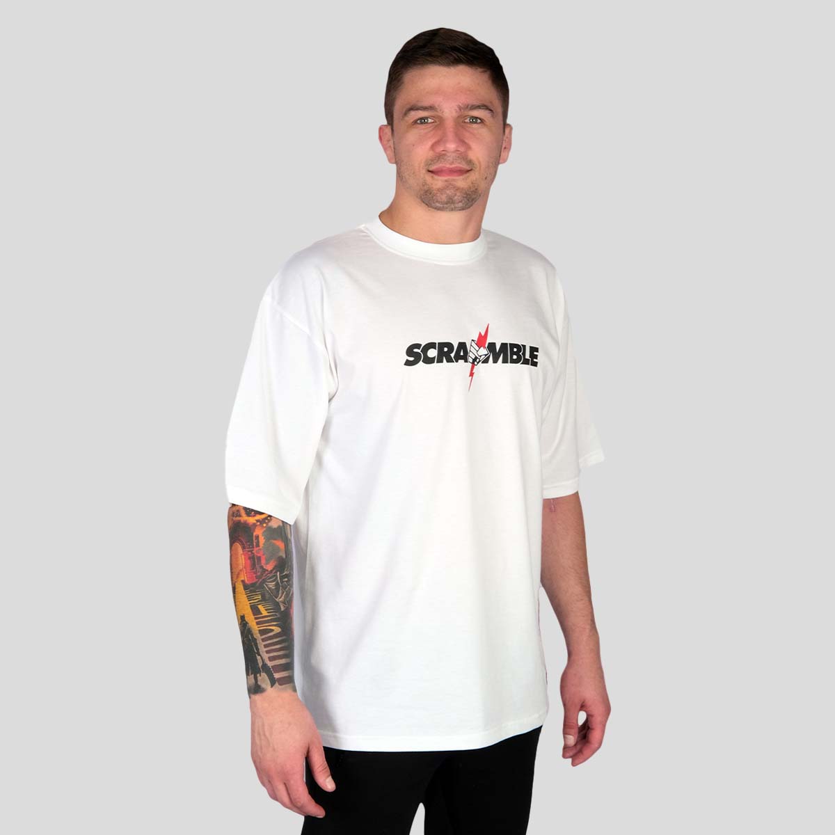 Scramble dör aldrig t-shirt vit