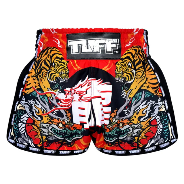 TUFF Sport MRS204 Retro Style Red Chinese Dragon And Tiger Muay Thai Shorts