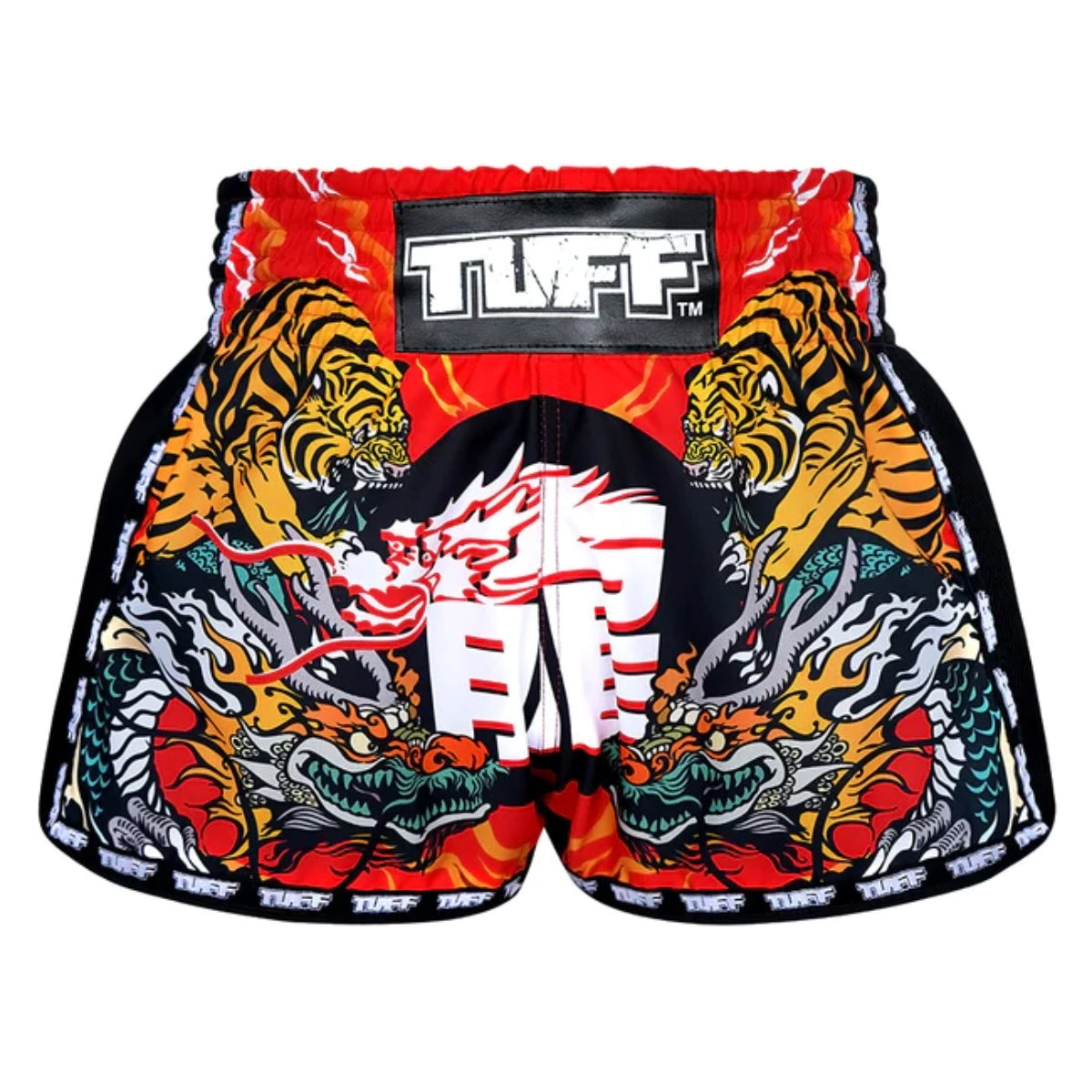 Tuff Sport MRS204 Retro -Stil Red Chinese Dragon und Tiger Muay Thai Shorts