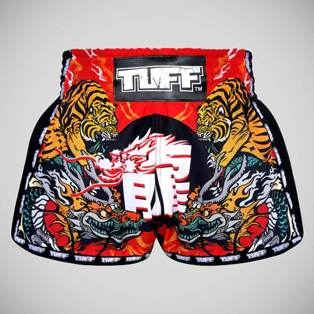 TUFF Sport MRS204 Retro Style Red Chinese Dragon And Tiger Muay Thai Shorts