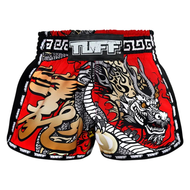 TUFF Sport MRS205 Retro Style Red Chinese Dragon Muay Thai Shorts