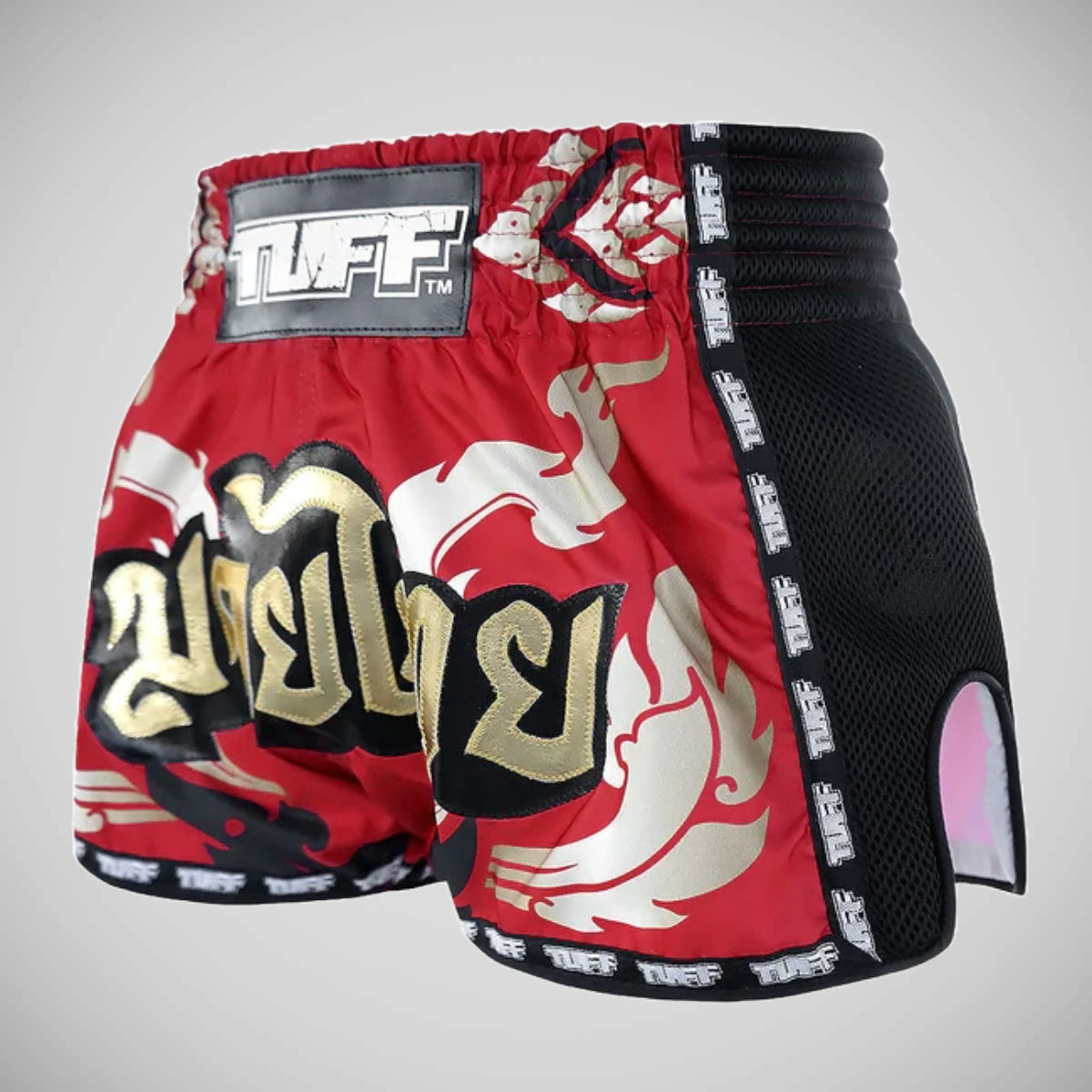 TUFF Sport MRS206 Retro Style Red Thai Yantra Muay Thai Shorts