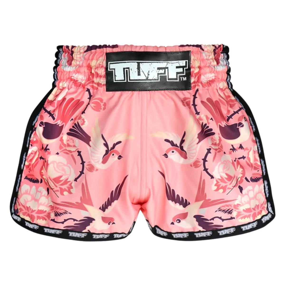 Tuff Sport MRS302 Retro -Stil rosa Vögel mit Rosesa Muay Thai Shorts
