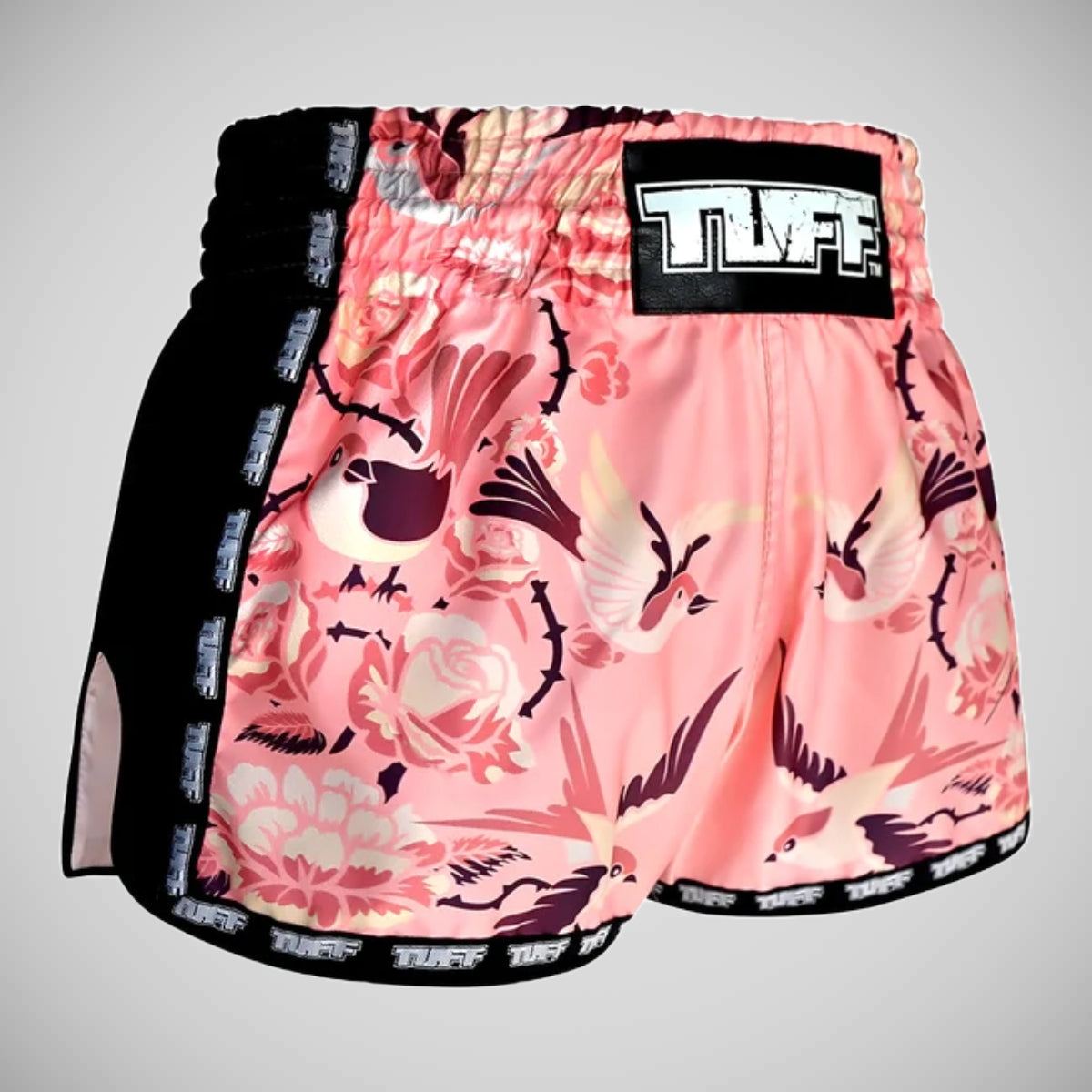 Tuff Sport MRS302 Retro -Stil rosa Vögel mit Rosesa Muay Thai Shorts
