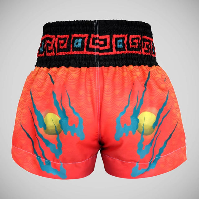 TUFF Sport MS622 White With Blue Dragon Muay Thai Shorts