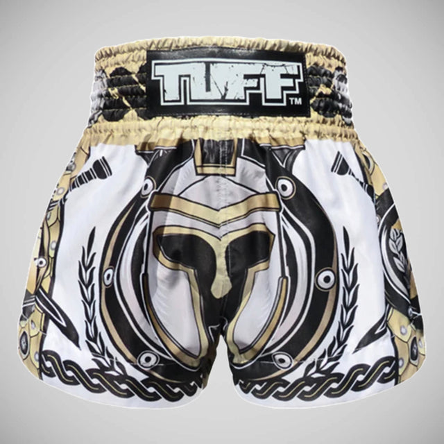 TUFF Sport MS634 Golden Gladiator in White Muay Thai Shorts