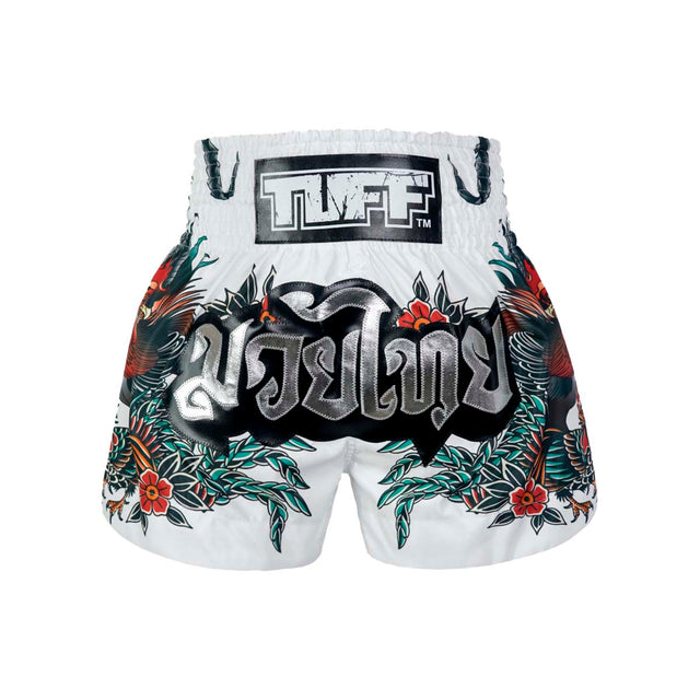 TUFF Sport MS677 Origin of Thai Rooster Muay Thai Shorts White
