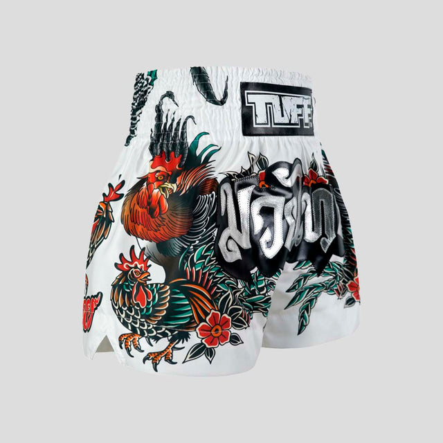 TUFF Sport MS677 Origin of Thai Rooster Muay Thai Shorts White