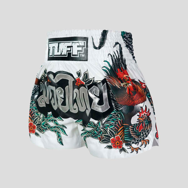 TUFF Sport MS677 Origin of Thai Rooster Muay Thai Shorts White
