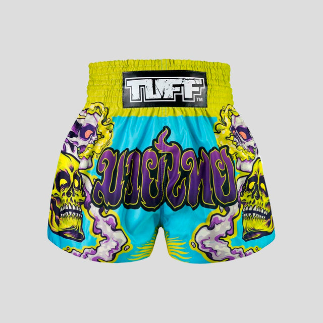 TUFF Sport MS682 Trippy Skull Muay Thai Shorts Blue/Green