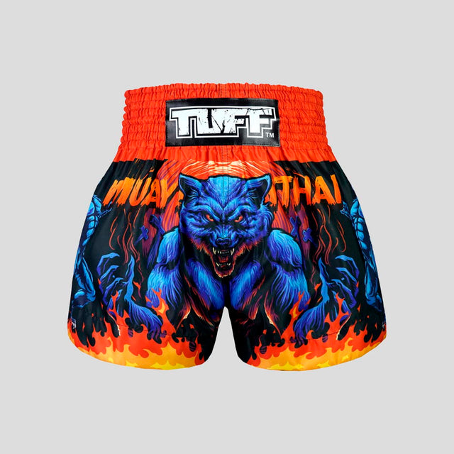 TUFF Sport MS683 Midnight Werewolf Muay Thai Shorts Black/Orange